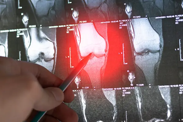 An MRI scan showing a knee